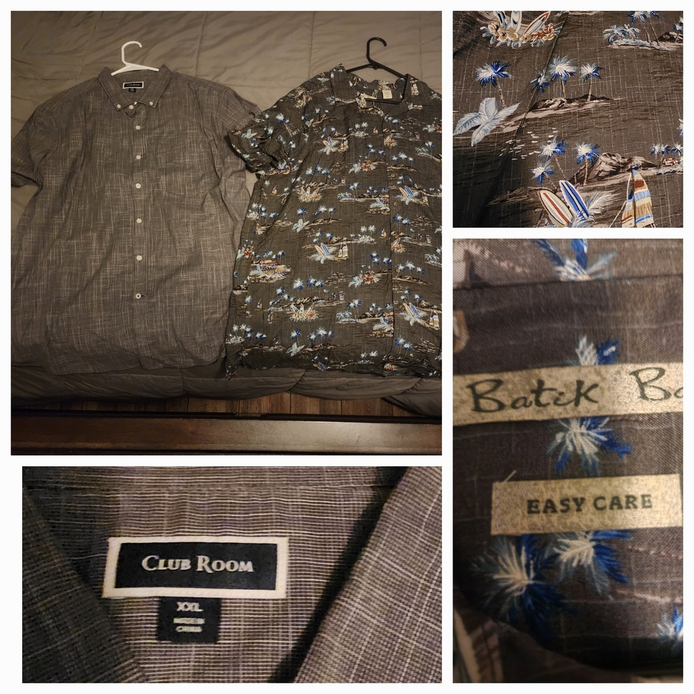 Two Mens Button Up Short Sleeves Size XXL